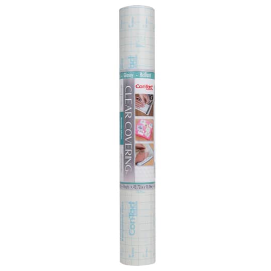 Con-Tact Clear Cover&#x2122; Clear Glossy Adhesive Covering, 18&#x22; x 50 ft.